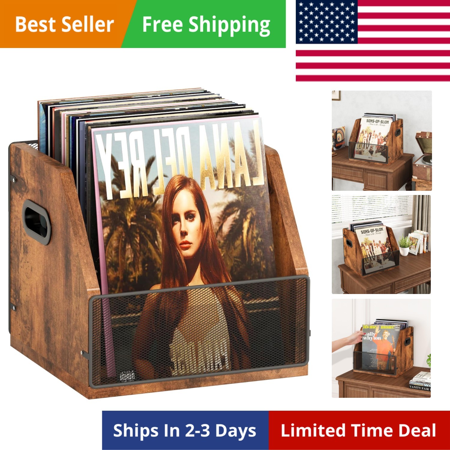 Vinyl Record Storage, Record Box Case Crate, Vinyl Record Album Holder, Deskt...