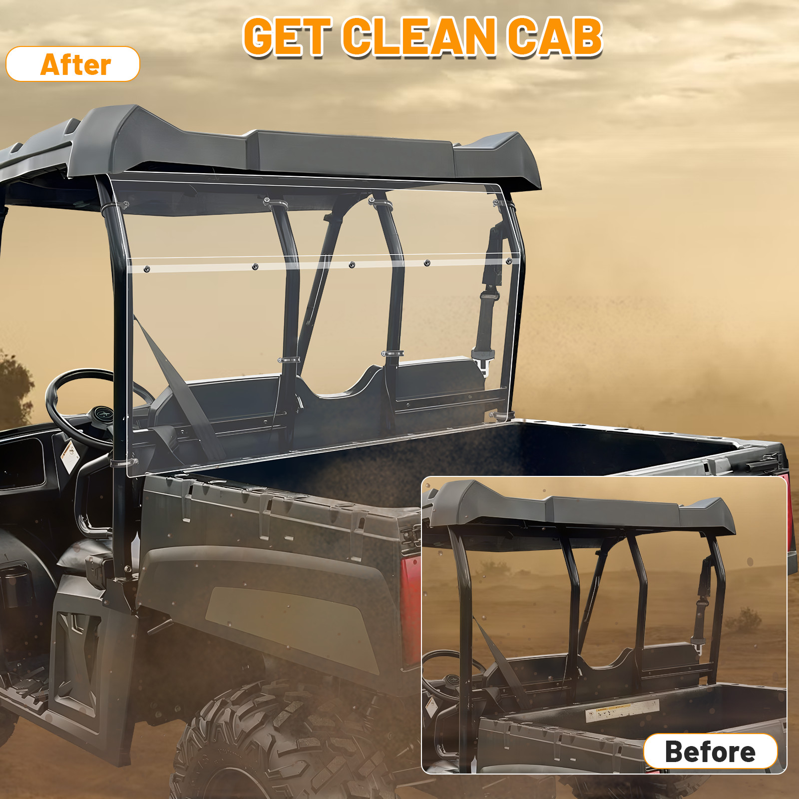 For Polaris Ranger Mid-Size (All model) 2010-2014 Rear Windshield PC Back Window