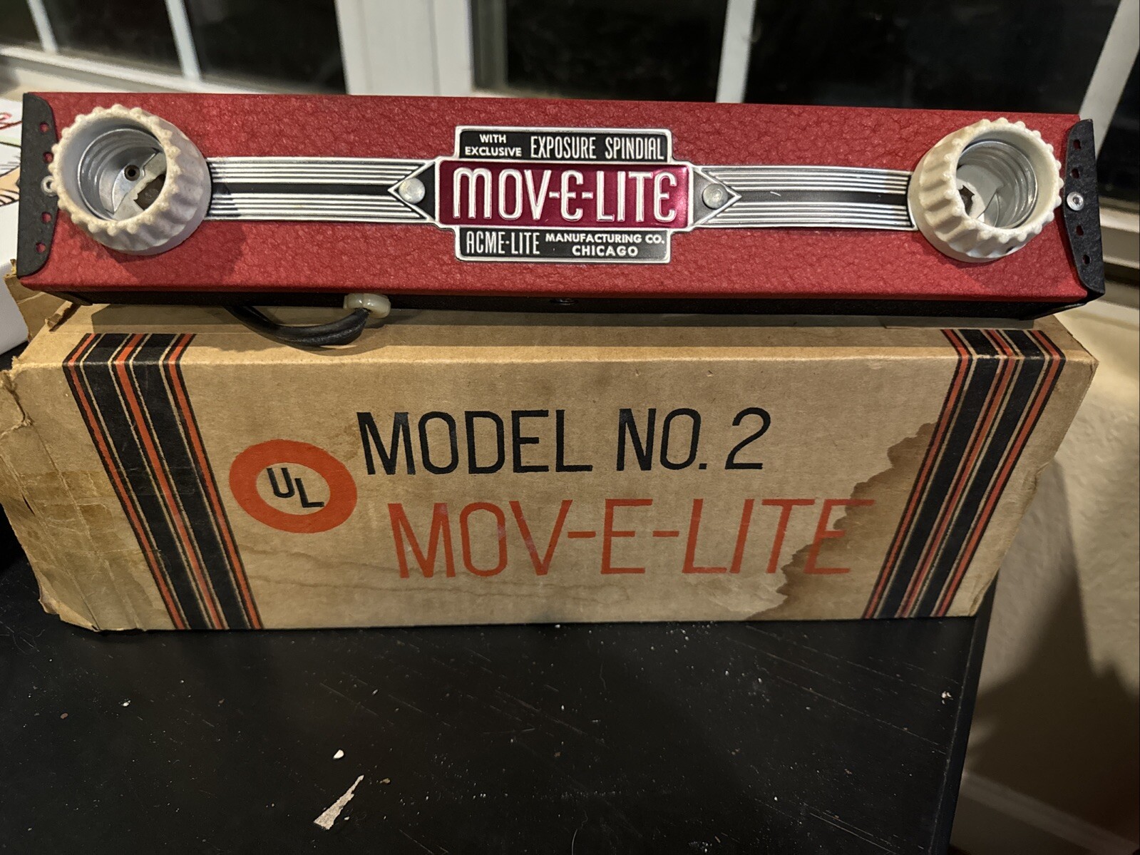 Vintage Acme MOV-E-LITE 2 Lite Exposure Spin dial Film Stage Lighting ~WORKS~