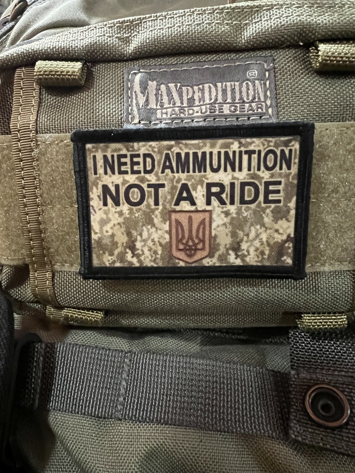 Subdued I Need Ammunition Not a Ride Ukraine Morale Patch ARMY MILITARY