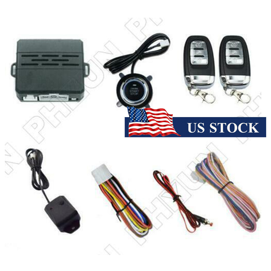 Car One Key Remote Start System Ignition Engine Start Button Vibration Alarm Kit