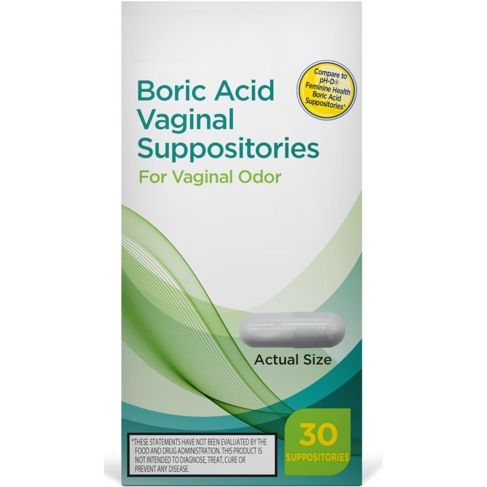 Boric Acid Vaginal Suppositories for Vaginal Odor, 30 Count