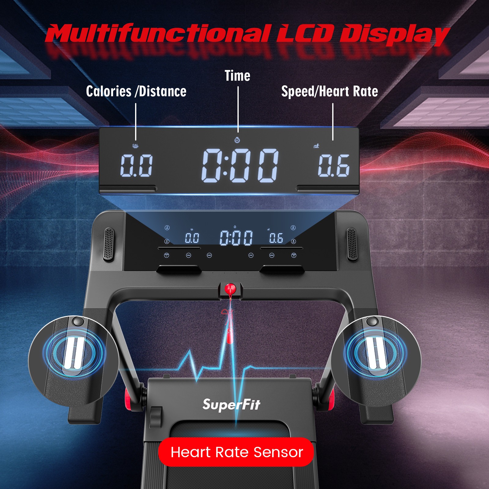 3.75HP Folding Treadmill Electric Walking Running Jogging Machine w/ App Control