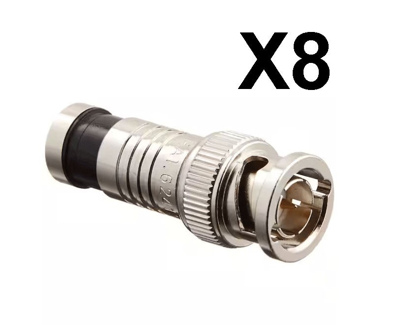 Platinum Tools BNC RG6 Compression Connectors Nickel Plated - 8 Pack