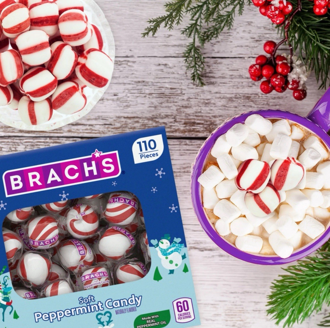 Brach's Soft Peppermint Candies - 110 Pieces Box / 19.4 oz - BB: Jun 2027