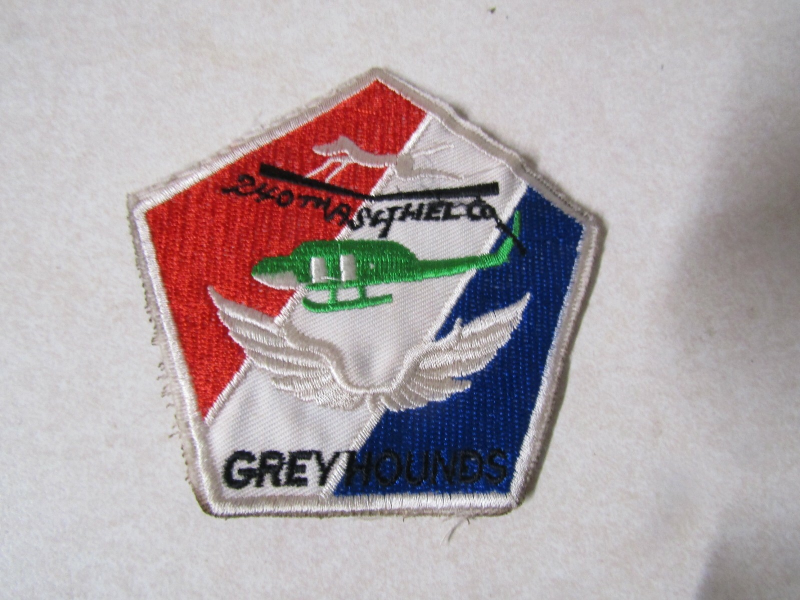 MILITARY PATCH OLD VIETNAM ERA 240TH AS4 HELECOPTER COMPANY GREY HOUNDS
