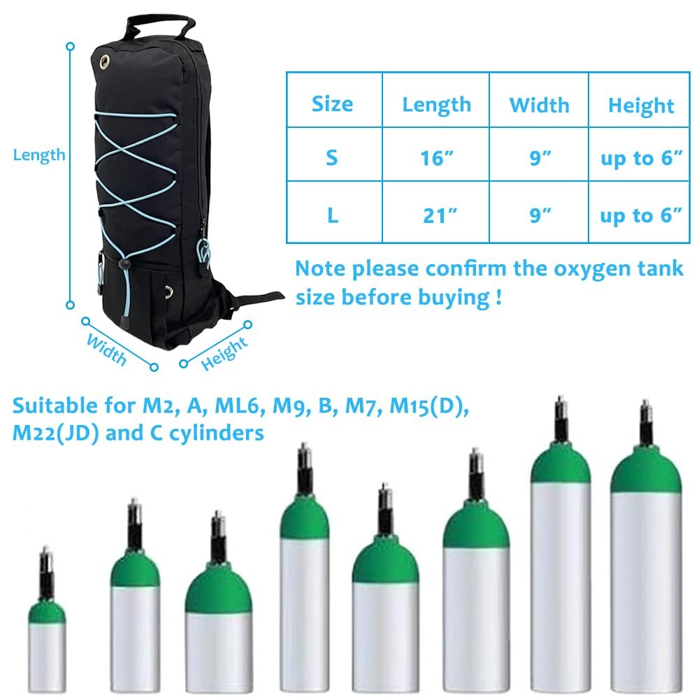 Oxygen Tank Backpack - Portable Cylinder Holder Bag Fits A, B, C, D, M2, ML6,...