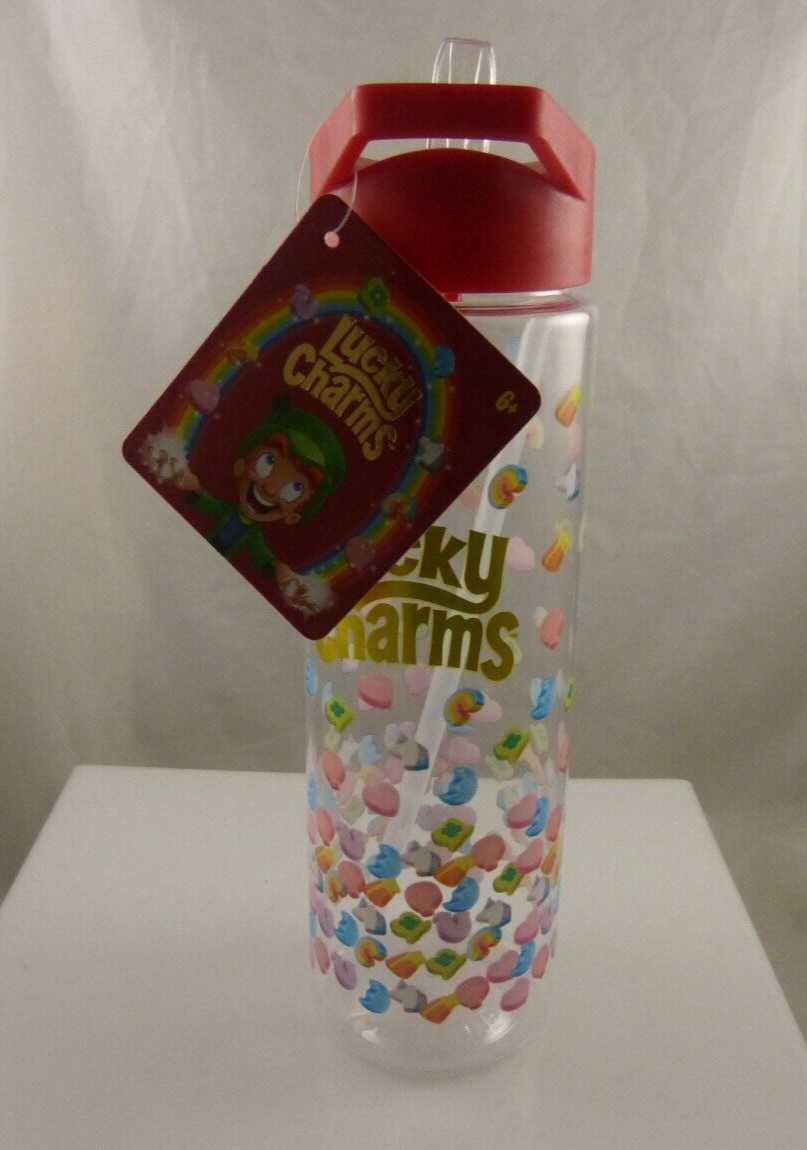 Water bottle Lucky Charms with sipper straw