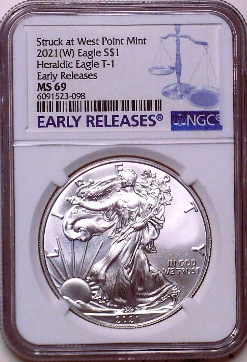 2021 West point Early Release Type 1 Heraldic Eagle Blue Label NGC MS69
