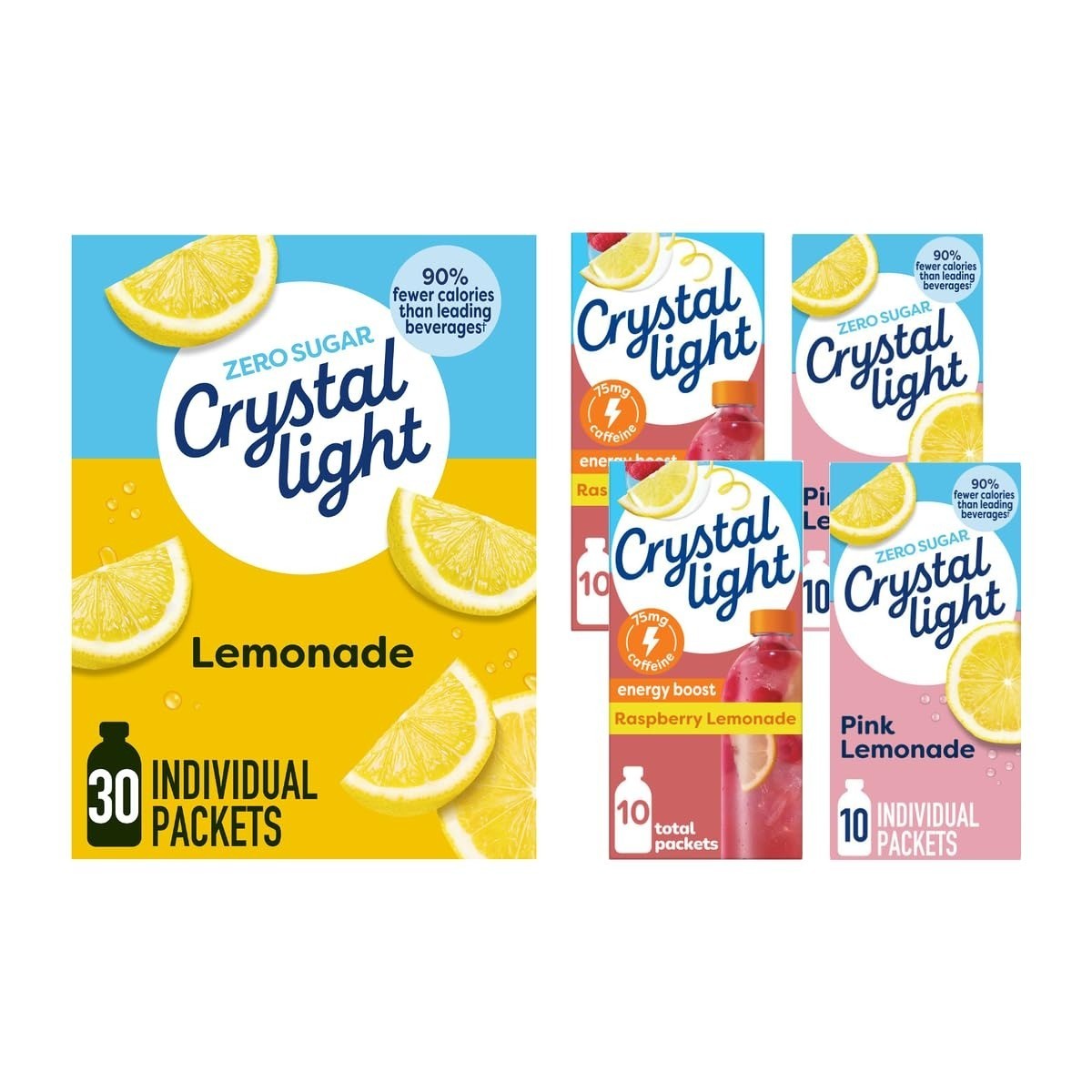 Crystal Light Energizing Drink Mix Variety Pack, 44 Packets, Zero Sugar