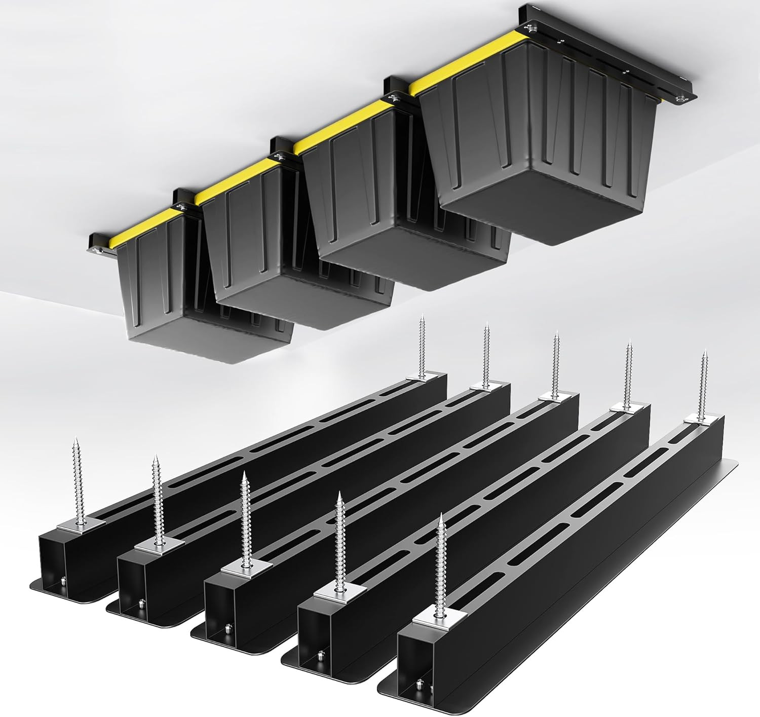 Adjustable Heavy Duty Ceiling Storage Rack - 4 Bin System, 26 Inch