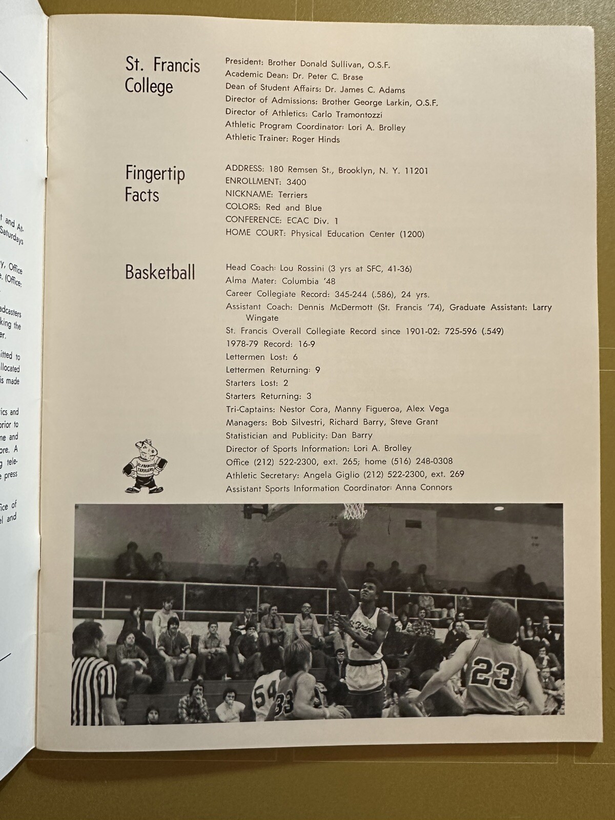 1978-79 Saint Francis Basketball Media Guide