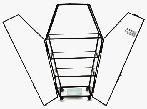 Ashland 12" Black Copper Glass Coffin Display Shelf Cabinet w/ Shelves Halloween