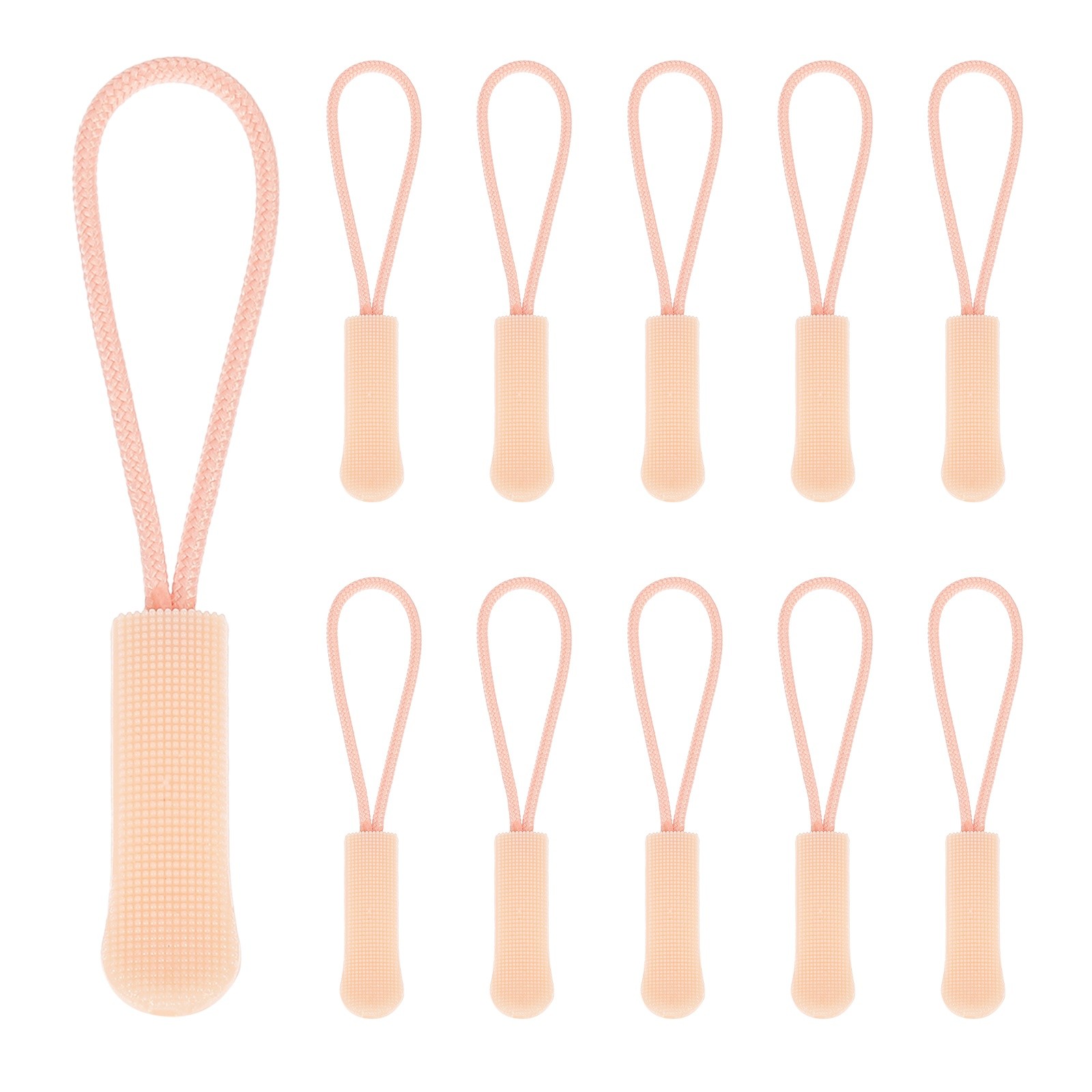 2.6" Zipper Pulls Replacement, 100 Pcs Nylon Cord Extension, Gray Pink