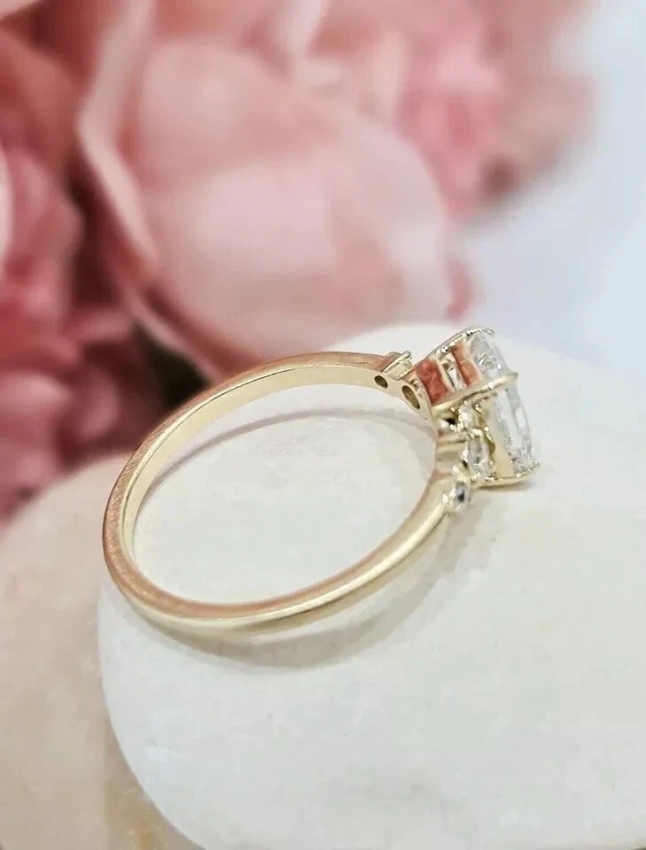 2.50CT Radiant-Cut Lab Created Engagement Ring 14K Yellow Gold Plated