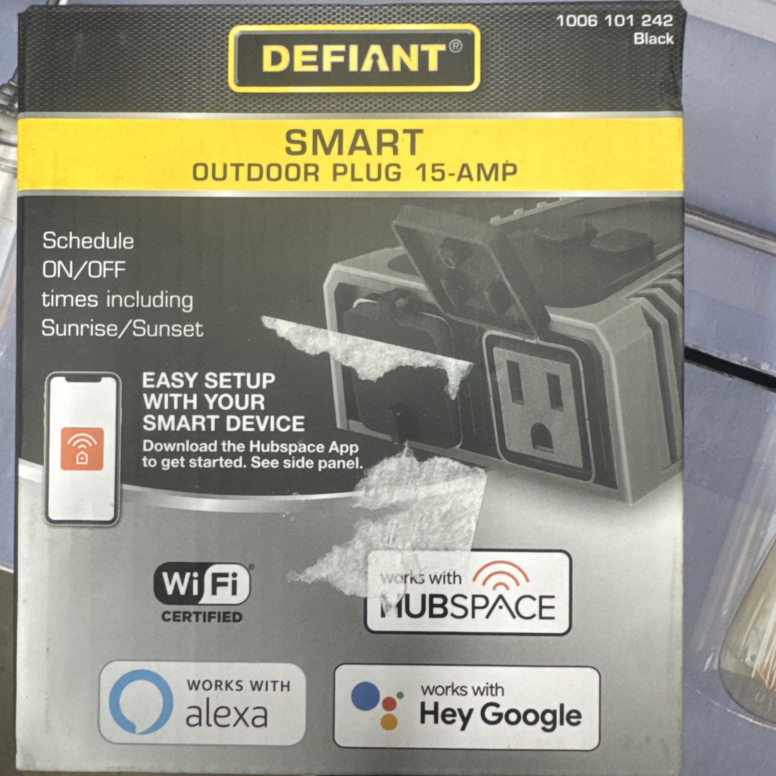 Defiant Outdoor Plug With 3 Outlets Smart Wi-Fi Bluetooth (extra 3rd Outlet)