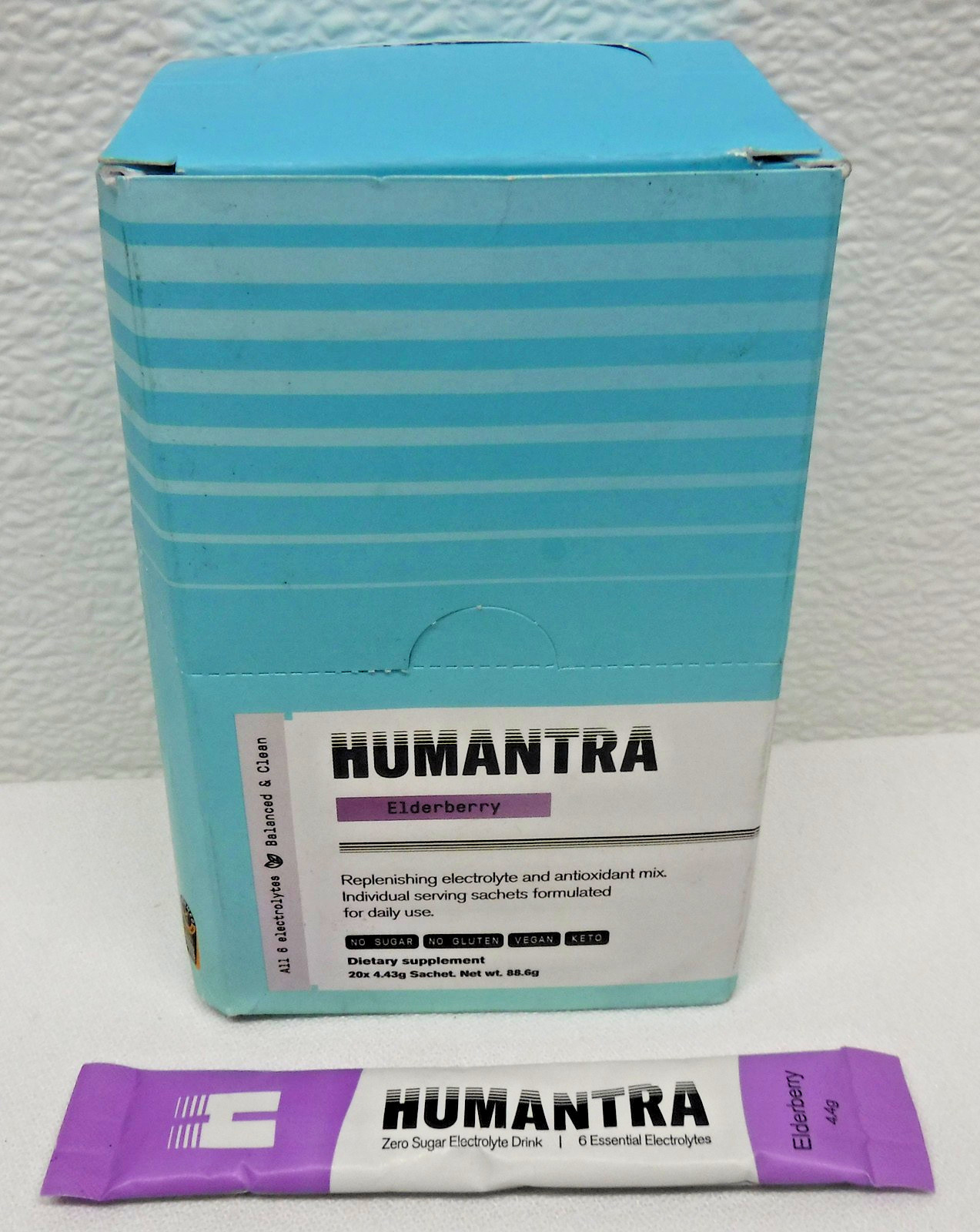 Humantra Electrolyte Hydration Powder Drink Mix ELDERBERRY 20 packets, exp. 9/27