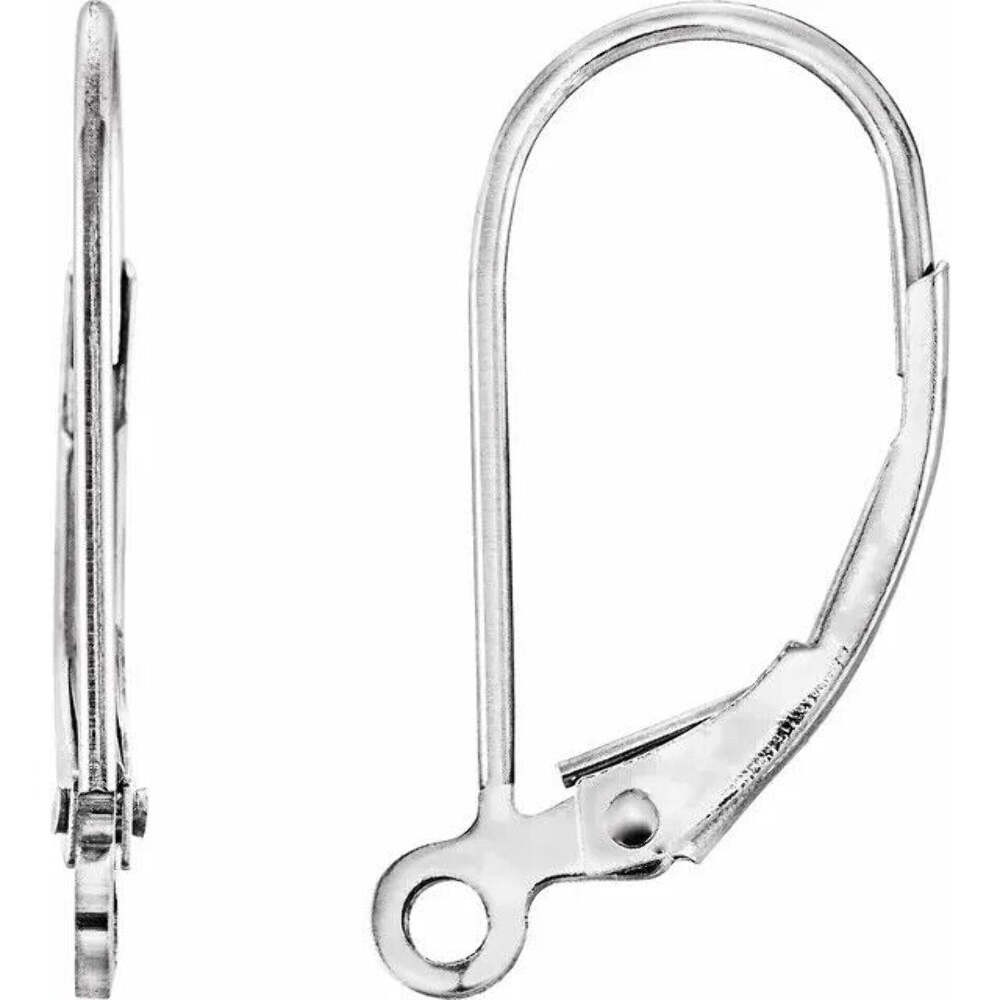 1 single 14K White Lever Back Earring (earring picture shows front & side)