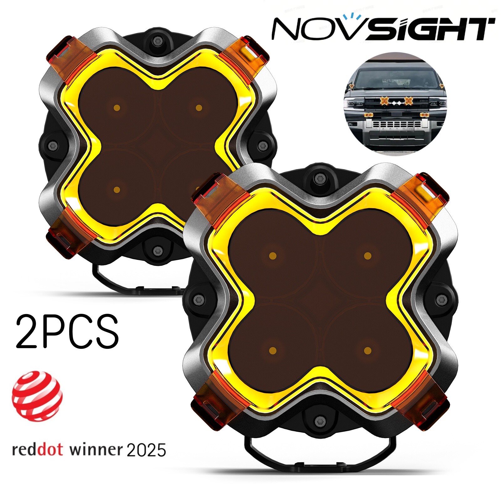 NOVSIGHT HALO Series 6" LED Work Light Pod Off Road Spotlight Flood Combo Beam