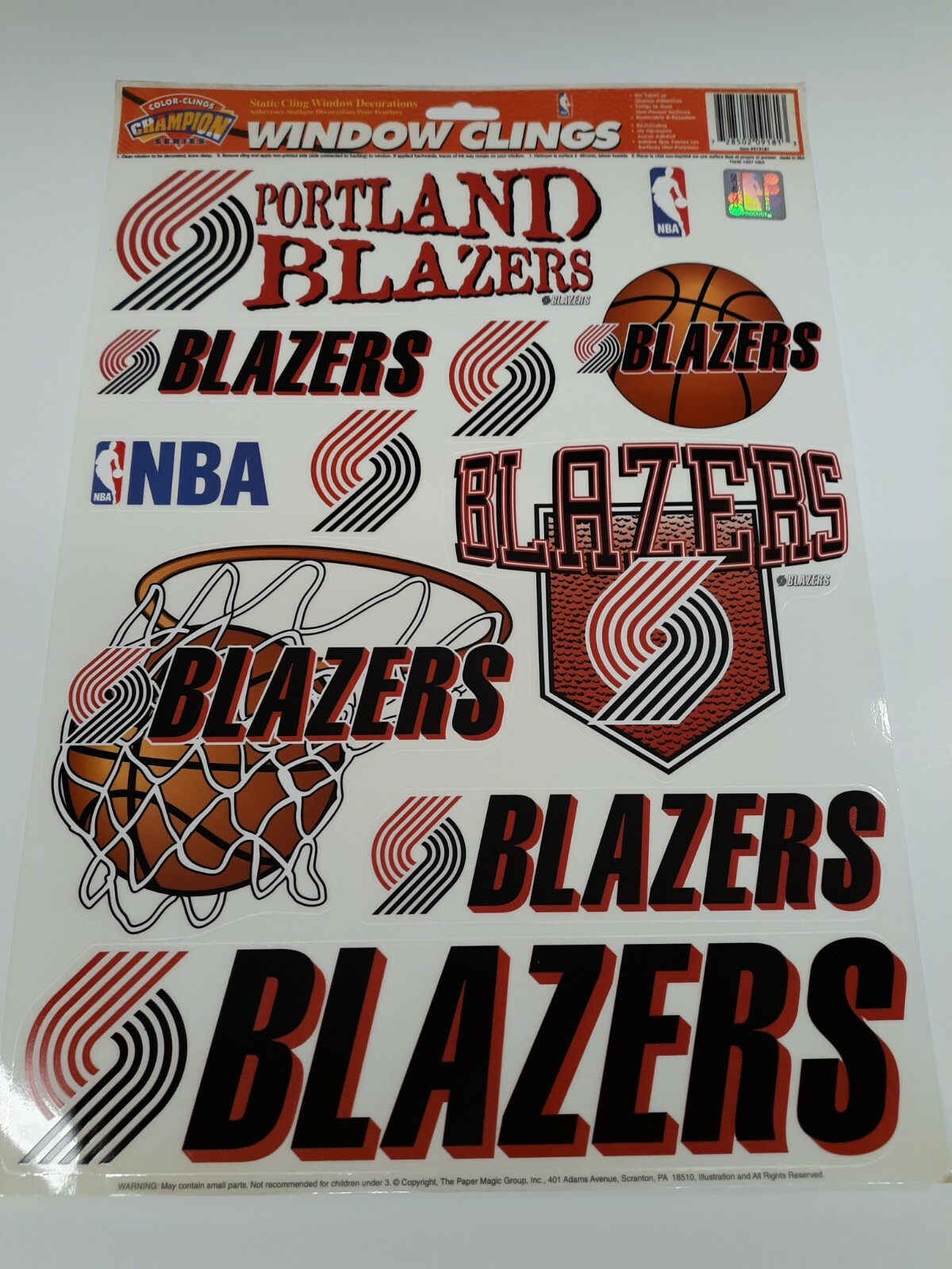 NBA Portland Trail Blazers Static Cling Reusable window stickers (11)