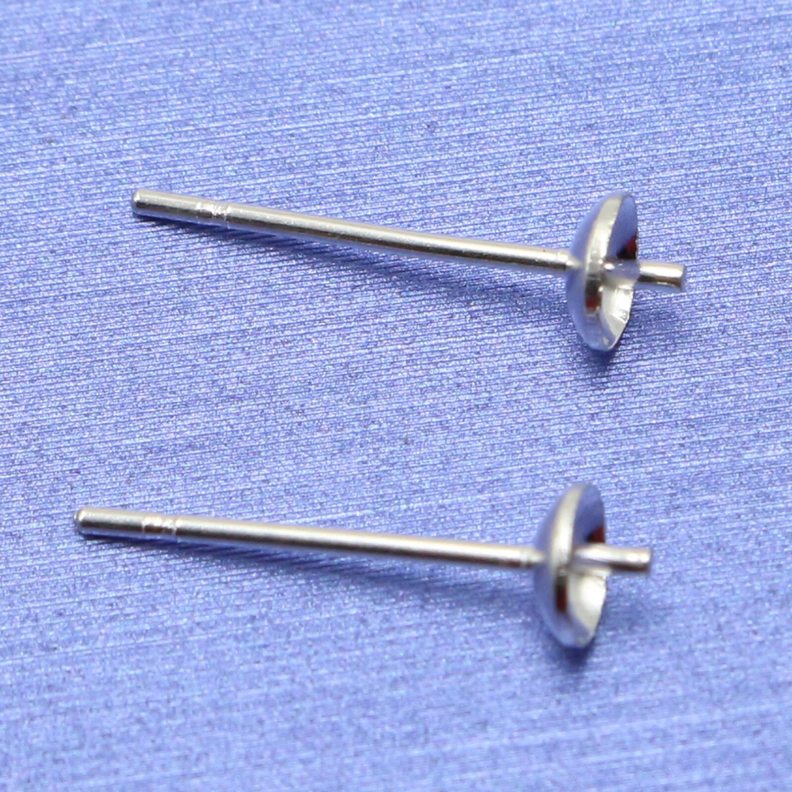 100 pcs Silver 4mm Blank Cup Peg Ear Post Pin Earring Stud with Stopper Brass