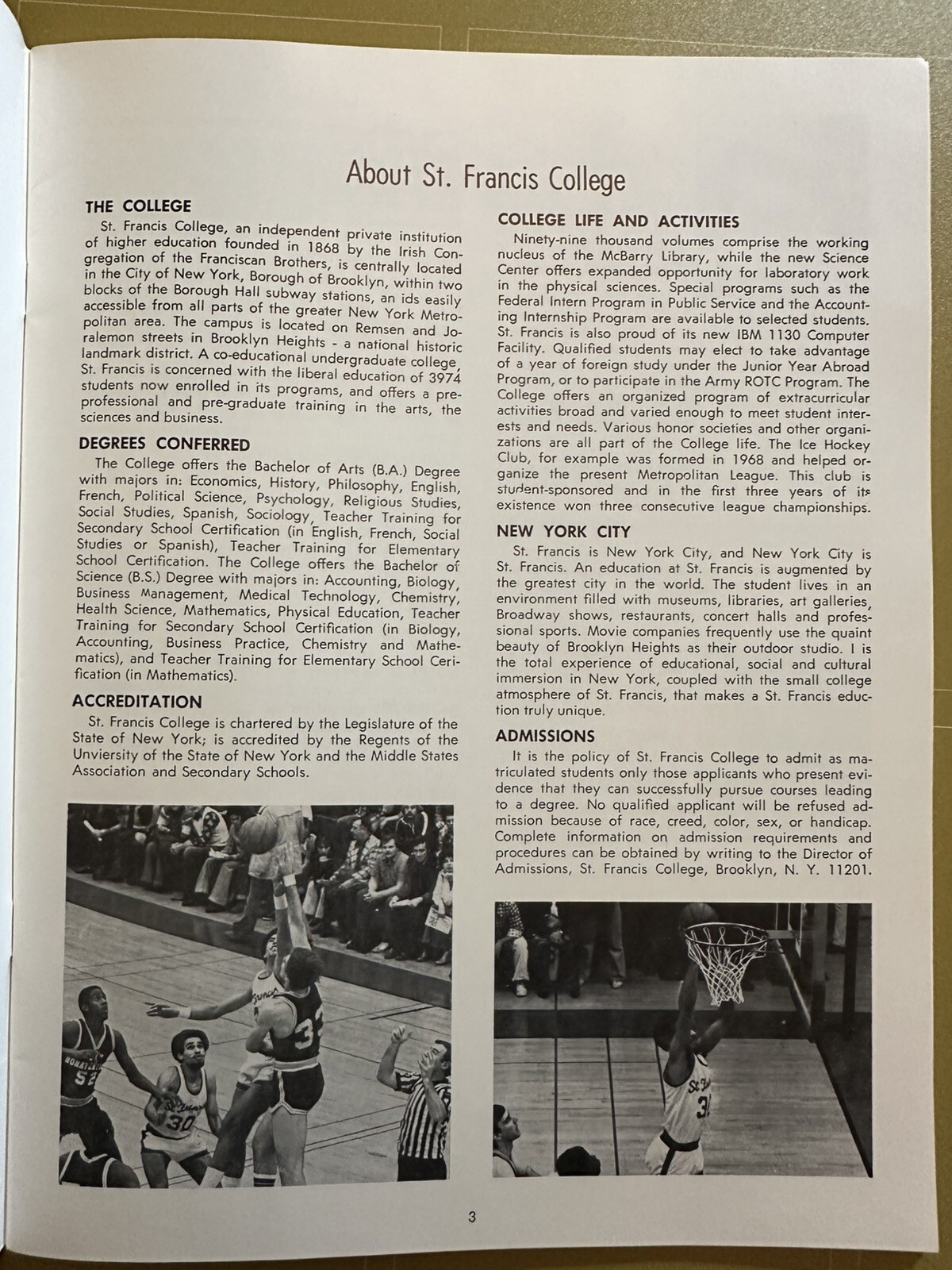 1978-79 Saint Francis Basketball Media Guide