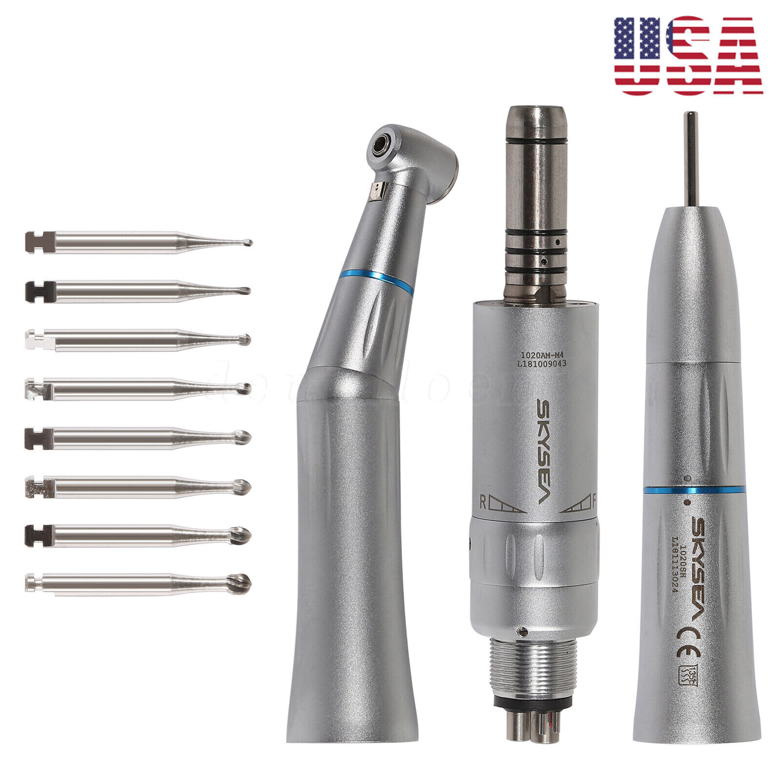 SKYSEA Dental Slow Speed Contra Angle Straight Handpiece Air Motor 4Hole/Burs RA