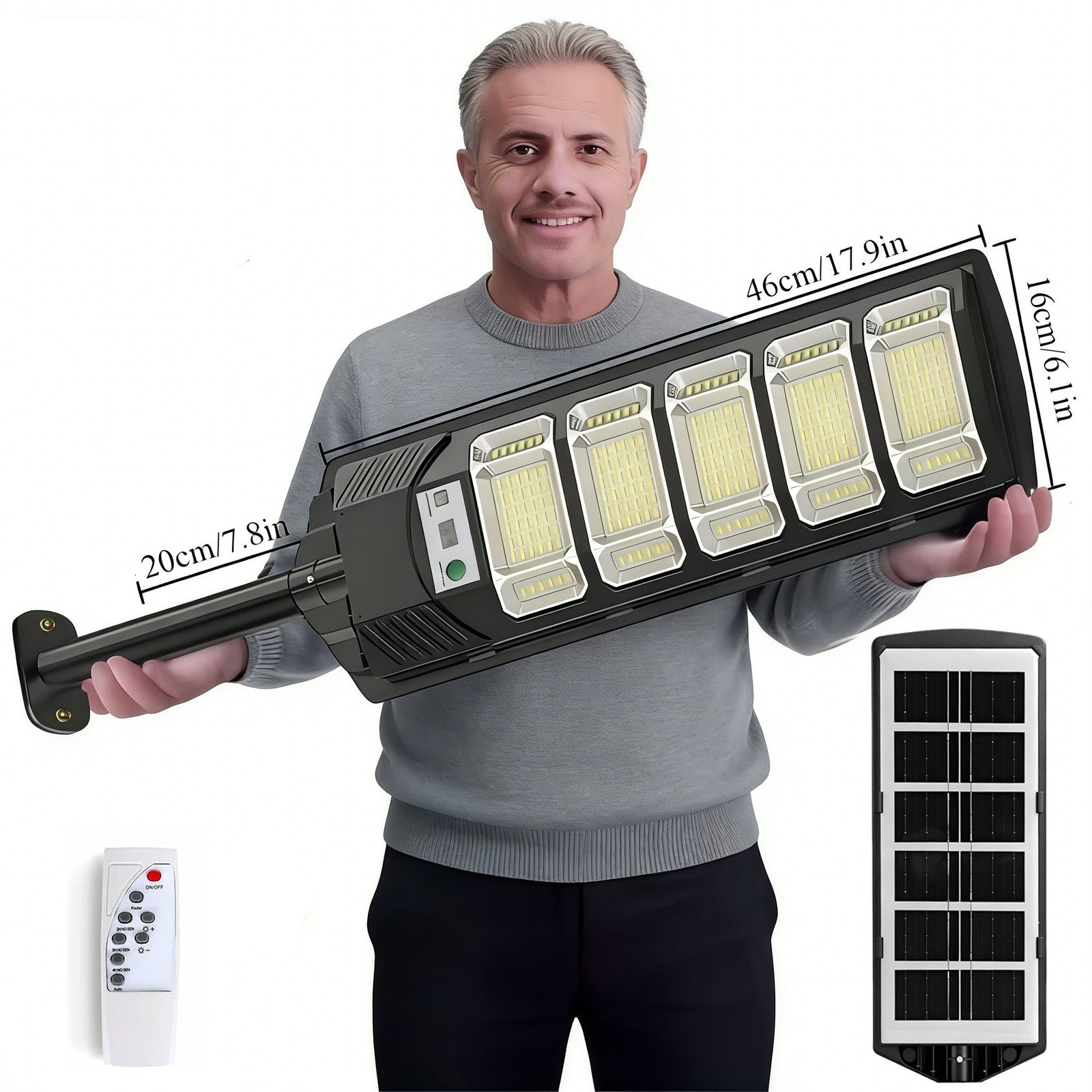 12000LM Commercial Solar Street Lights Outdoor with Motion Sensor Remote Control