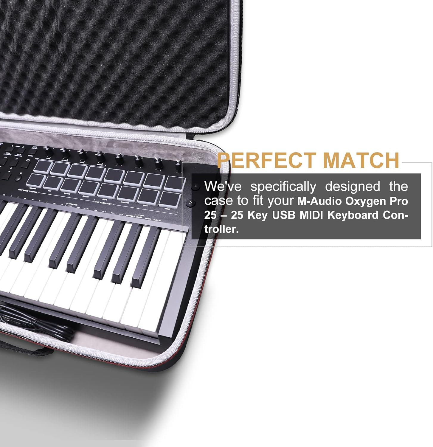 LTGEM EVA Hard Case for M-Audio Oxygen Pro 25 – 25 Key USB MIDI Keyboard Control