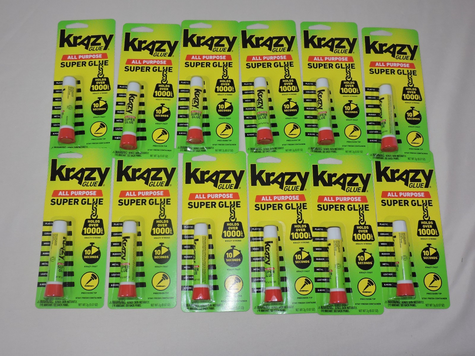 Lot of 12  Krazy Glue All Purpose Super Glue    0.07 OZ