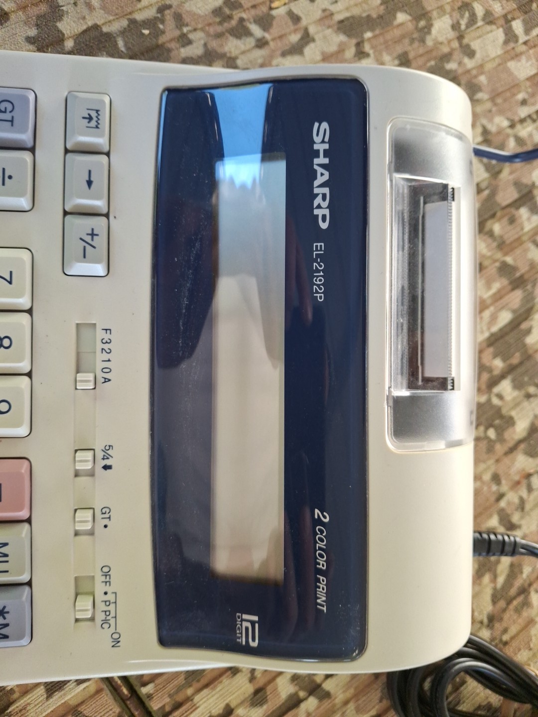 Sharp EL-2192P Desktop Printing Calculator AC Powered 12 Digit Display 2 Color
