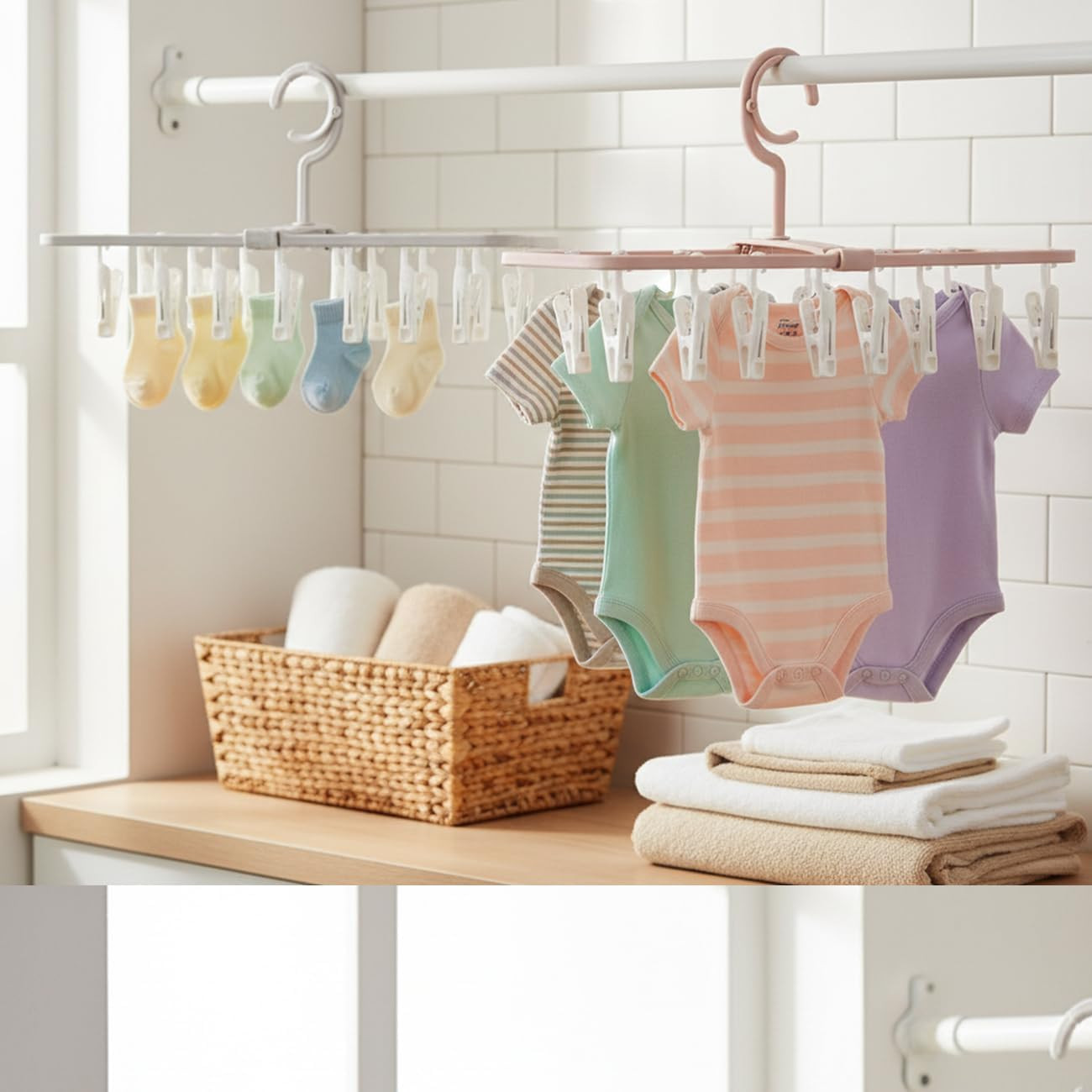 Clothes Drying Racks 2 Pack Small Folding Portable Underwear Hangers with 12 ...