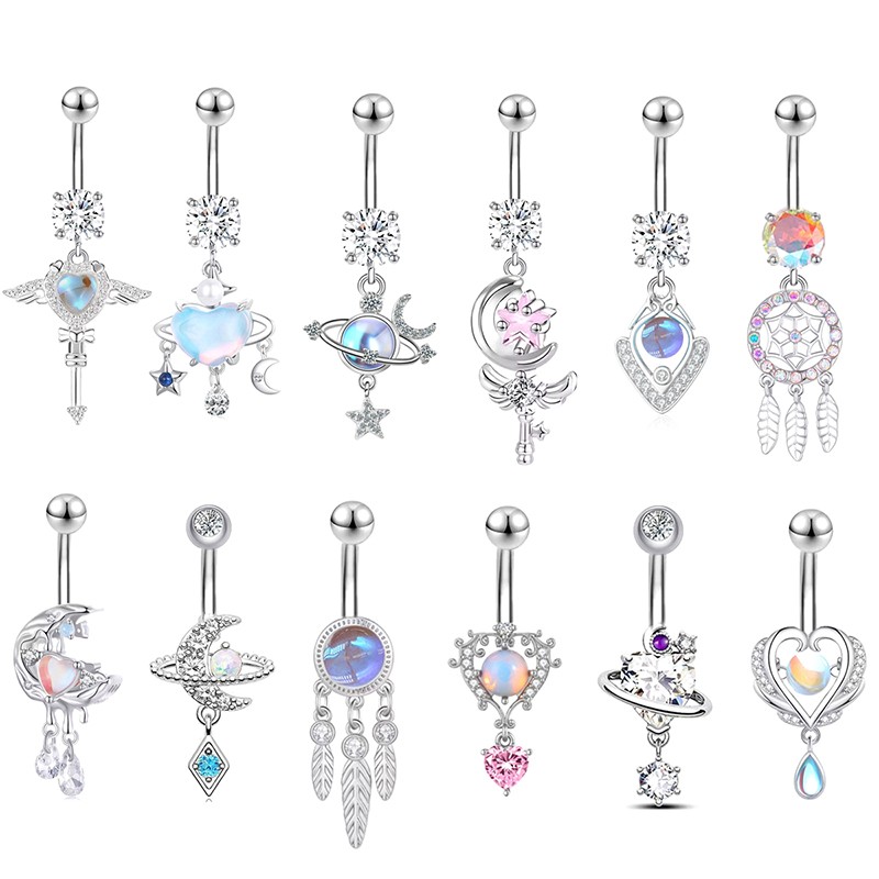 Shiny Belly Button Rings Heart Navel Piercing Barbell Sexy Body Piercing Jewelry
