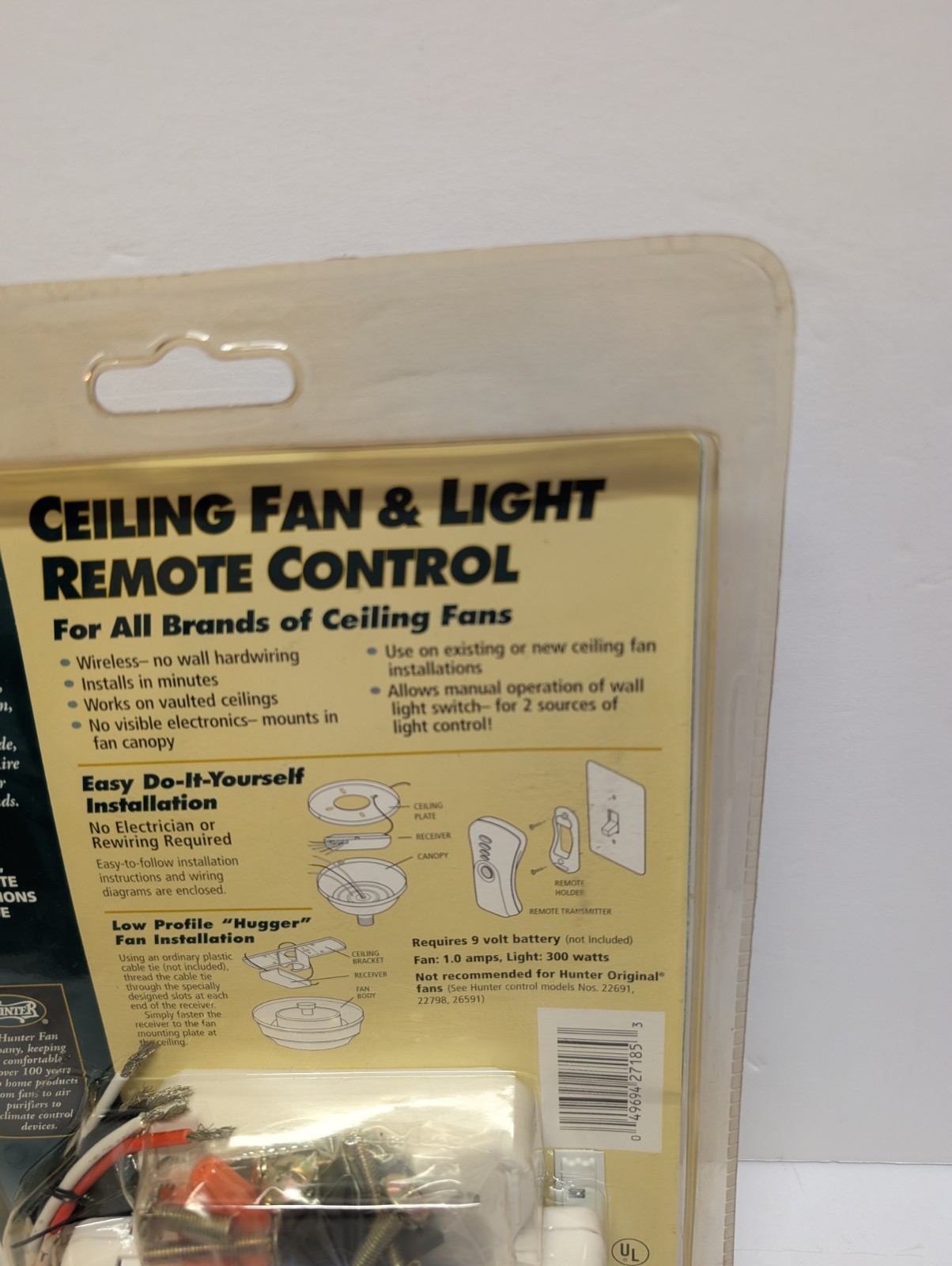 Hunter All Fan Ceiling Fan & Light Remote Control Model 27185 New PACKAGE DAMAGE