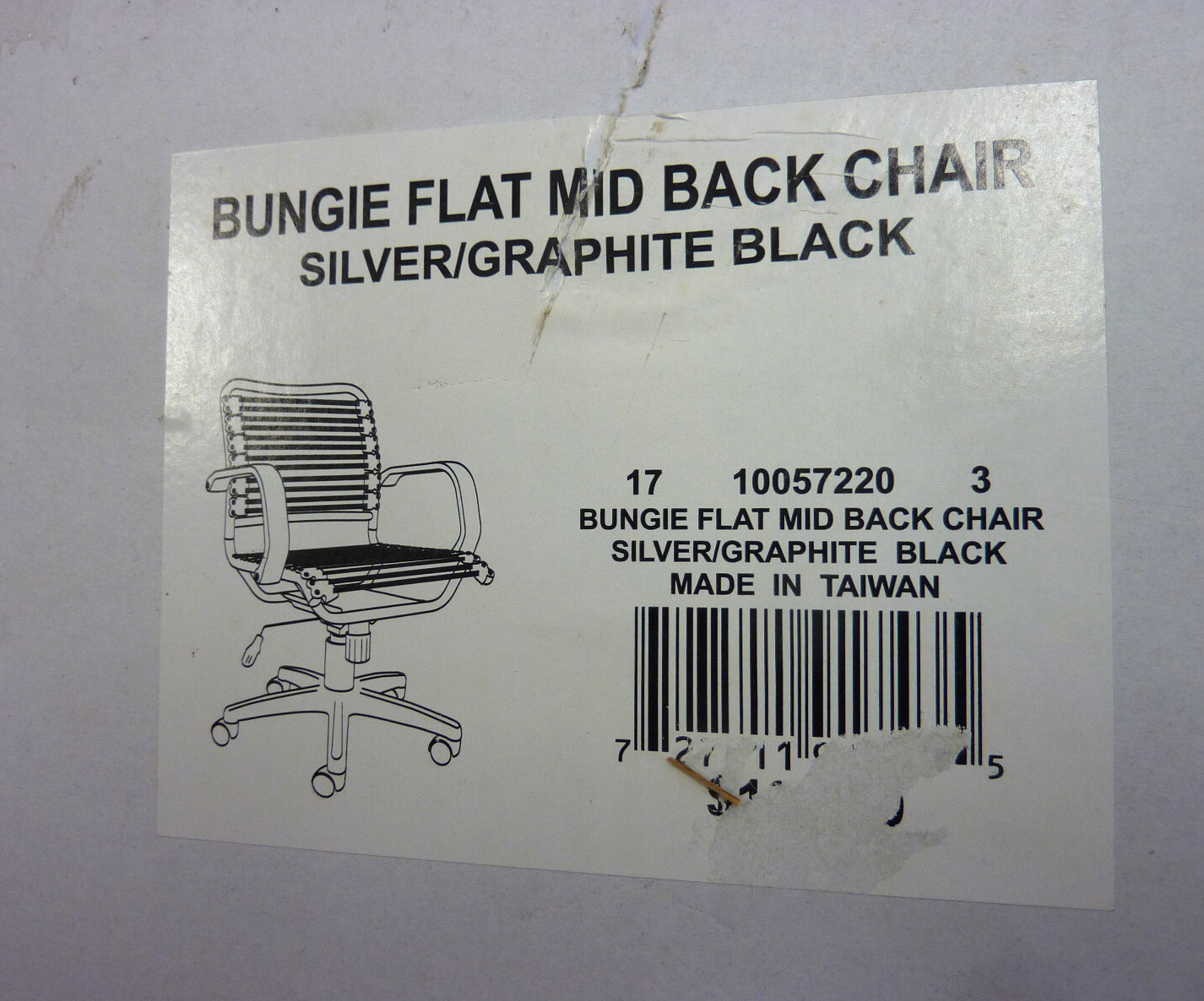 BUNGIE FLAT MID BACK OFFICE CHAIR ARMS SILVER GRAPHITE BLACK NEW IN BOX