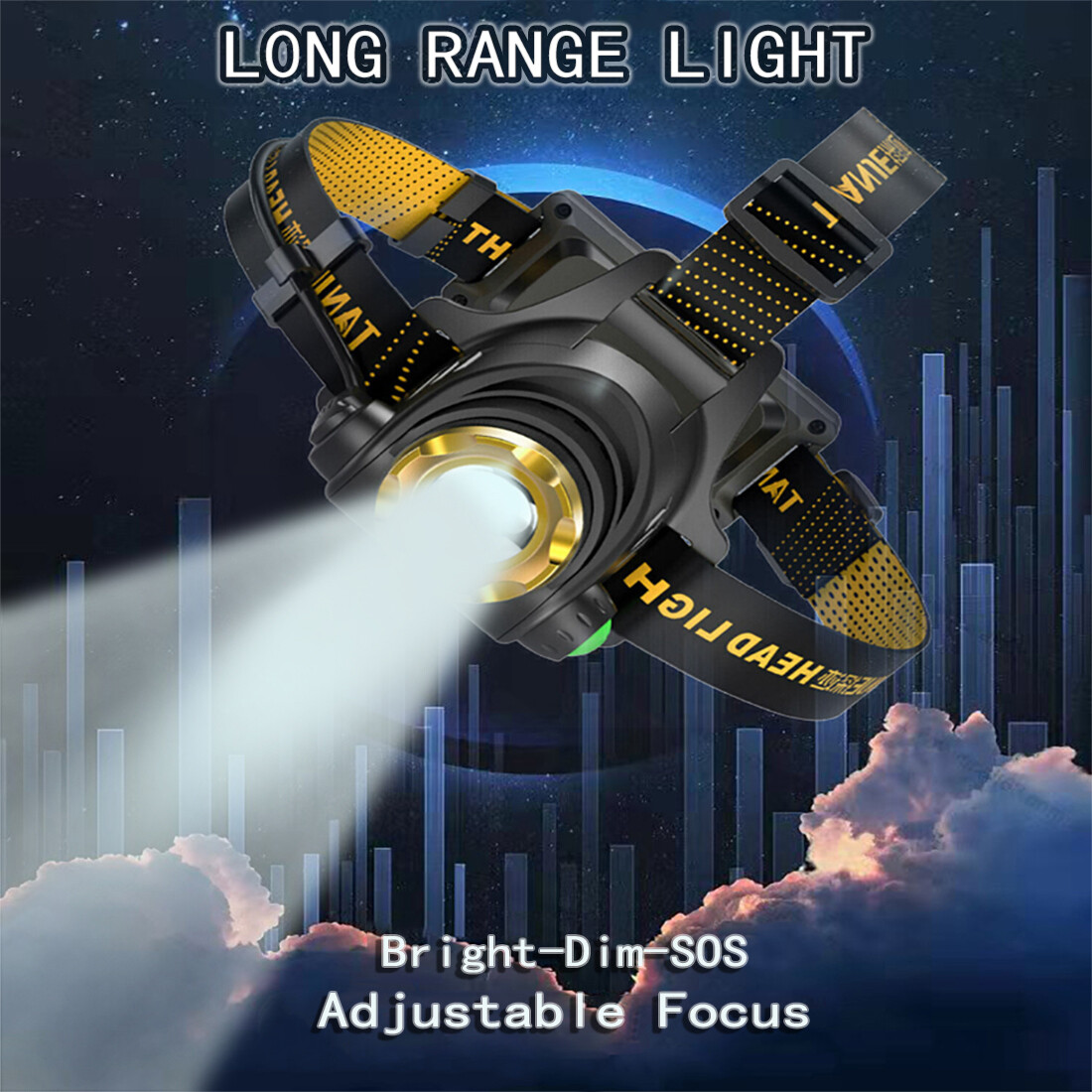 Rechargeable 990,000 LM LED Tactical Headlight with Multifunctional Features