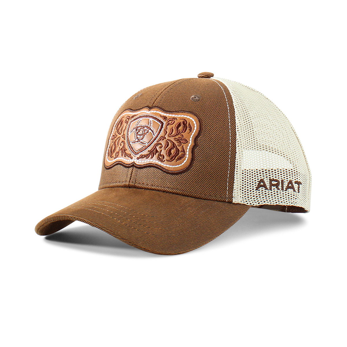 Ariat Faux Leather Floral Logo Brown - Hats Cap - A300070002