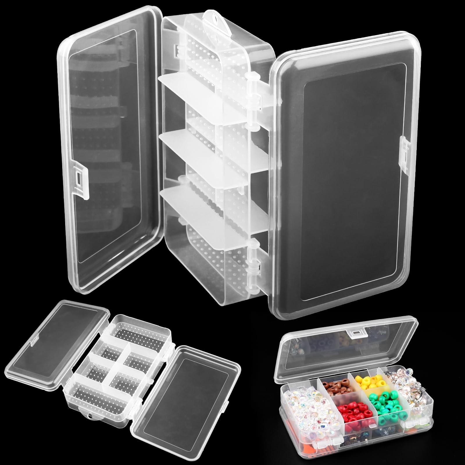 2 Pack Double Sided Jewelry Organizer Box with Dividers,Clear Plastic Storage...