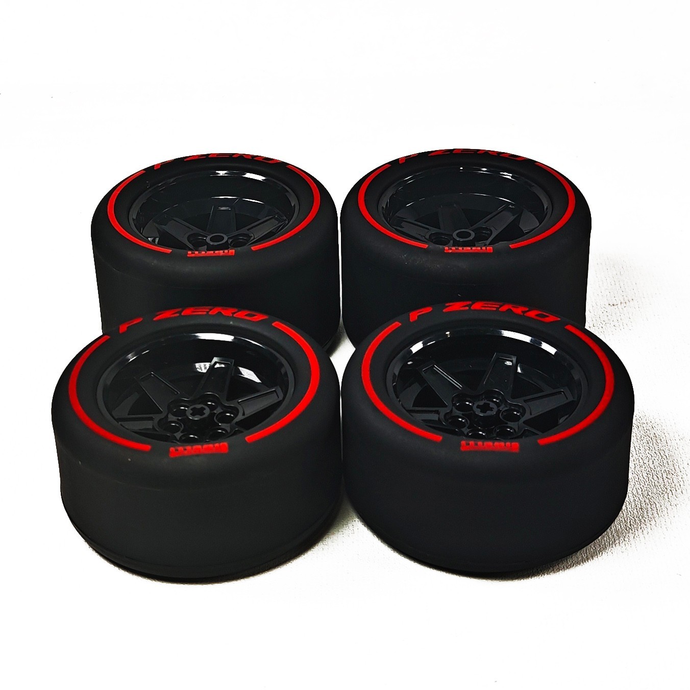 Custom 4 pcs Rubber Printing slick tires for Lego 42171 42206 42141 F1, V3-Red
