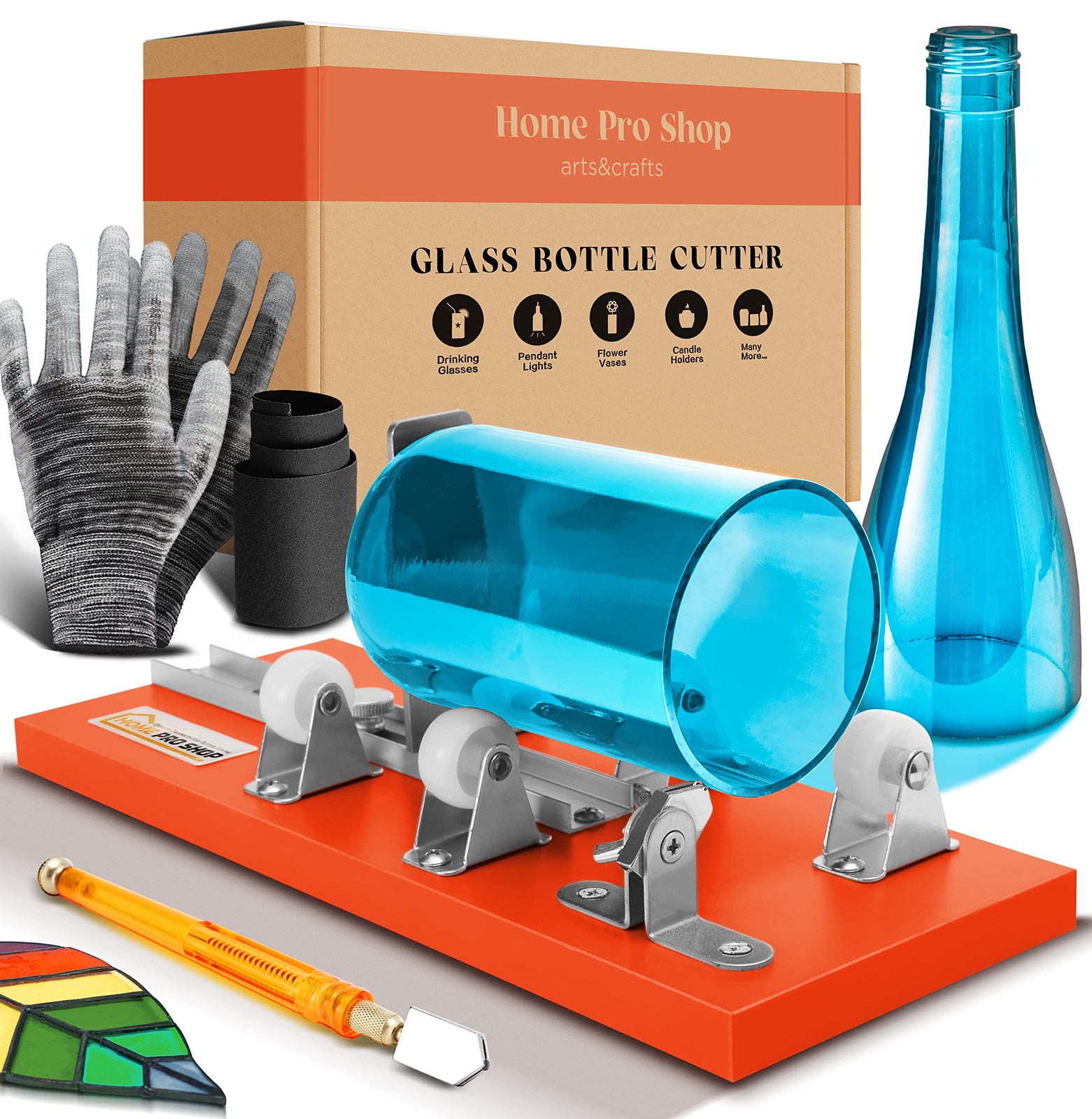 Glass Bottle Cutter Kit DIY with Safety Gloves Accessories All in One
