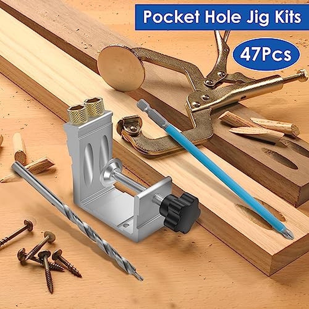 Woodworking Hole Punch Set Includes Jig Stopper Thread Drill Bit Hex Shank
