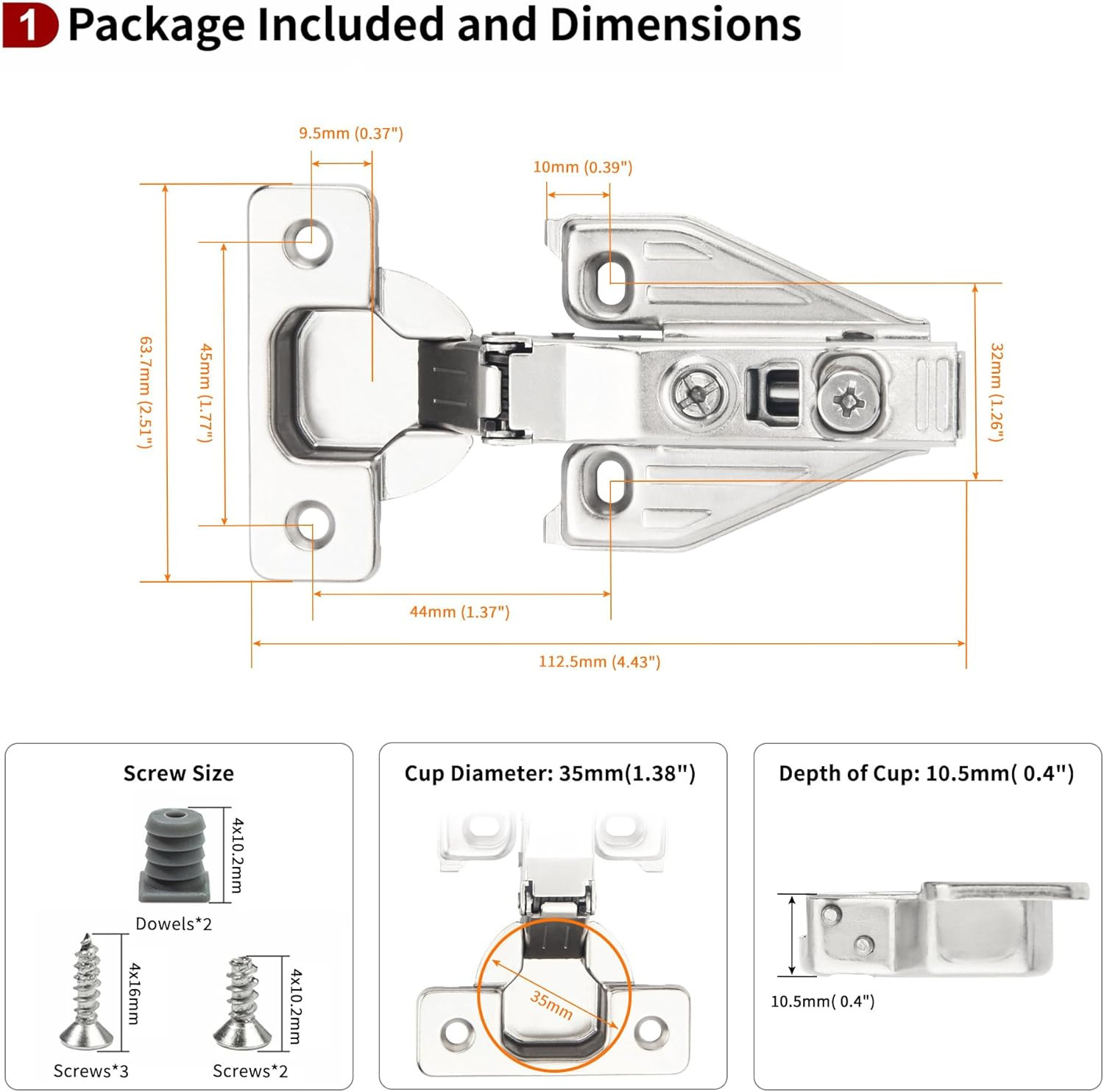 60 Pack Soft Close Hidden Hinges for Kitchen Cabinets, 105° Adjustable