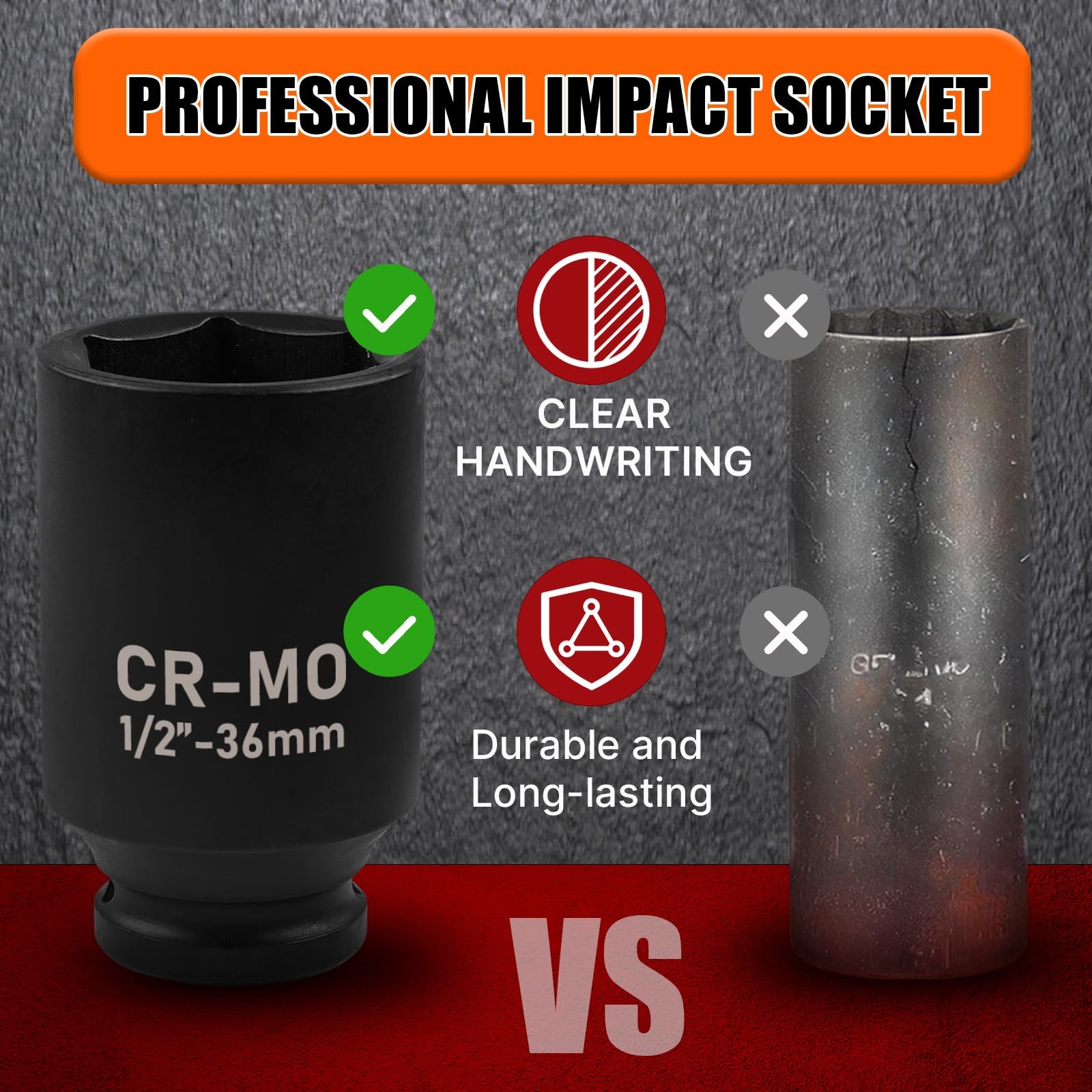 EGOFIX 1/2" Drive Deep Impact Socket, 21mm CR-MO, 21mm,
