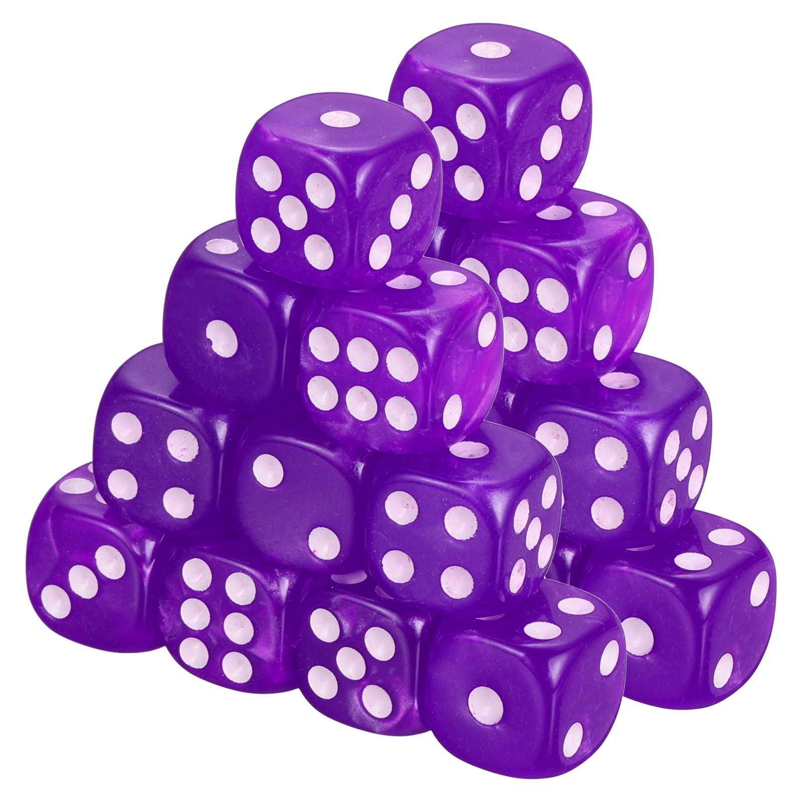 36Pcs Polyhedral Dice 12mm Pearl Pattern Square Dice, Purple