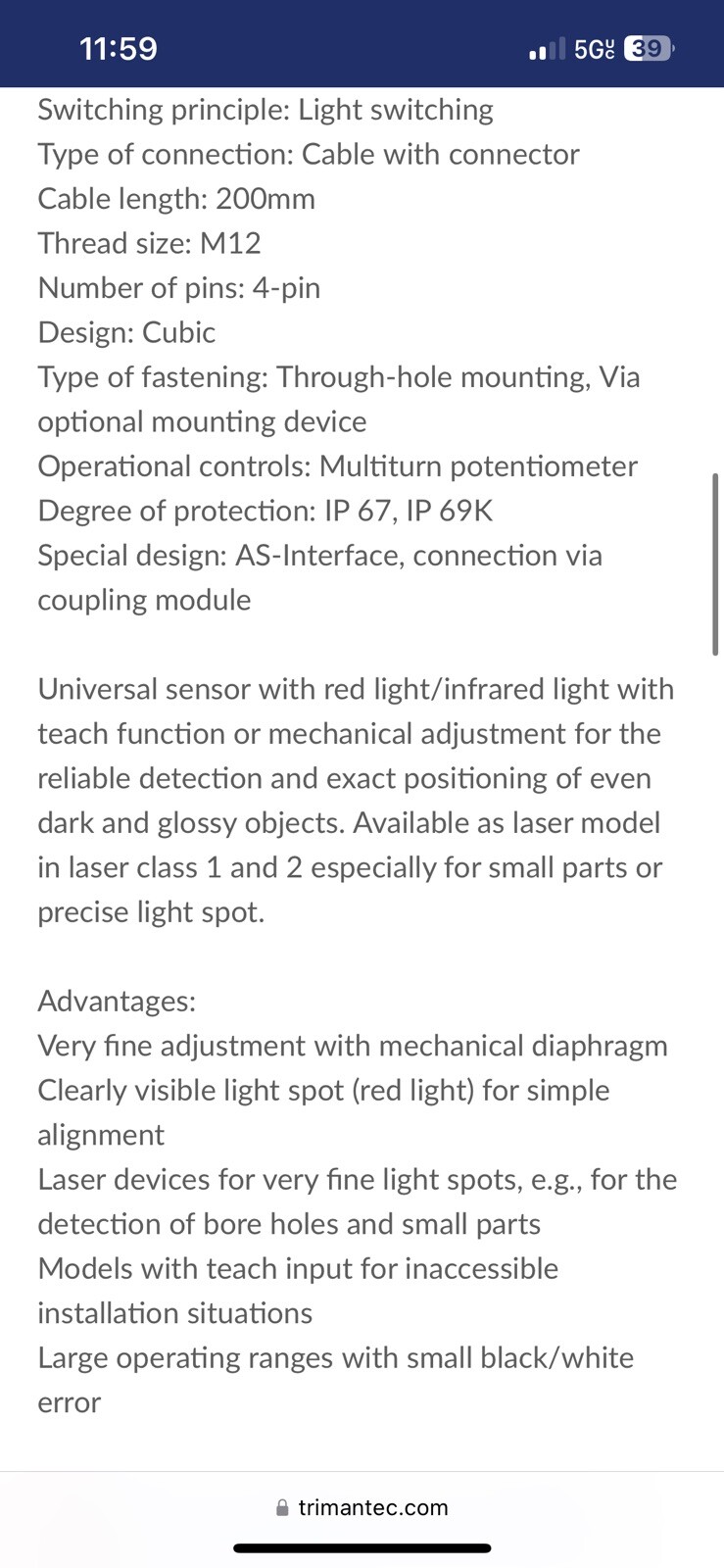 Leuze HT46CI.SL/4X-200-M12: Diffuse Sensor with Background Suppression