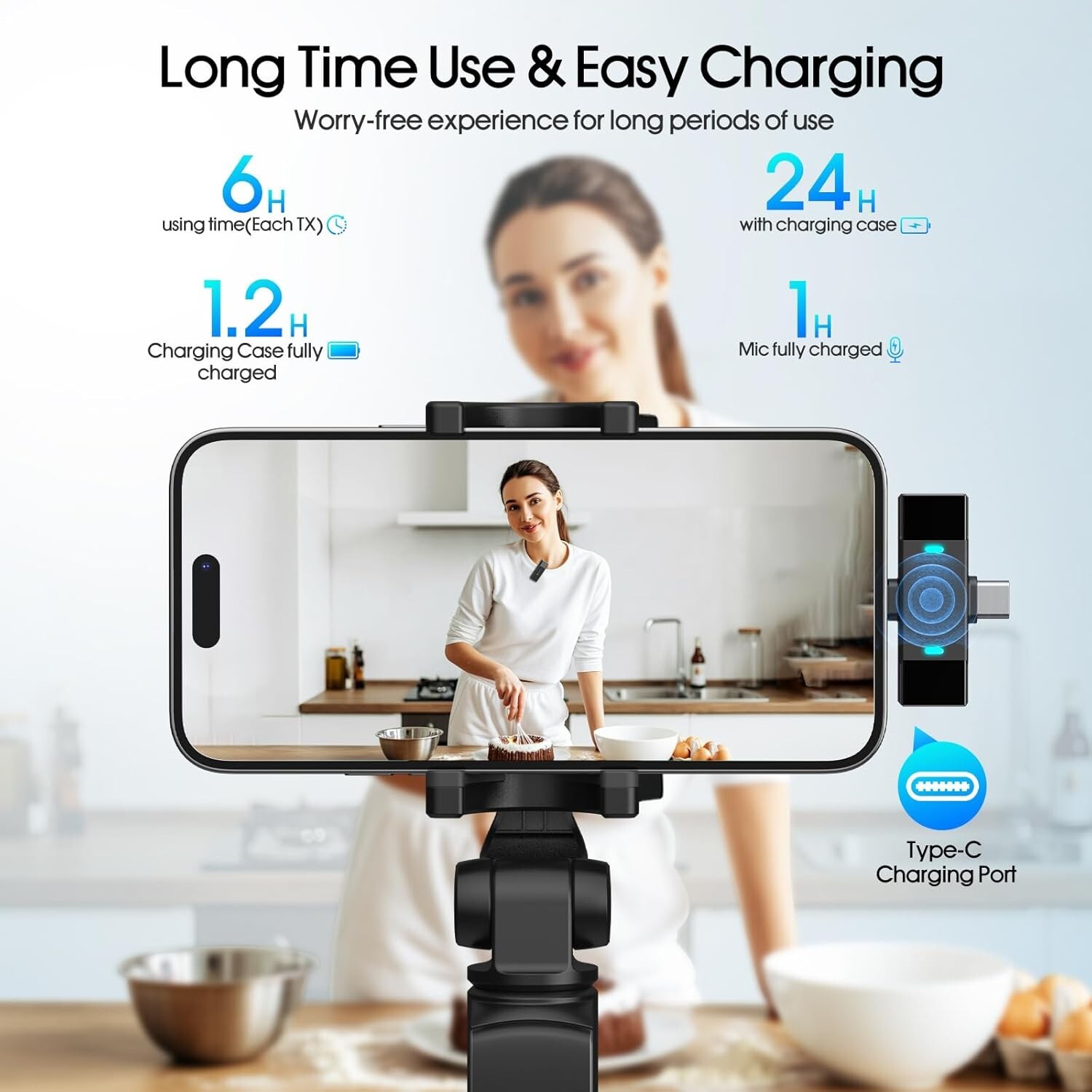 2 Pack Wireless Lavalier Microphone for iPhone iPad Android, Active Noise Reduct