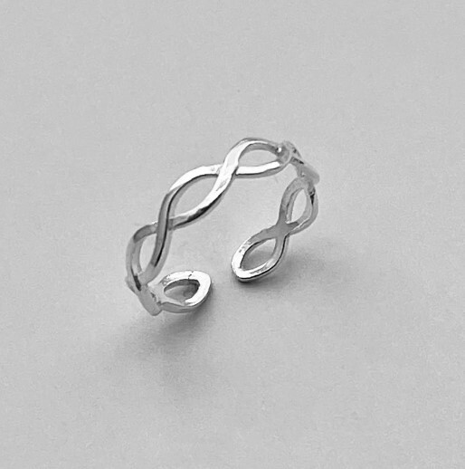 Adjustable Women's Solid Metal Silver Charm Foot Toe Ring Real 925 Silver