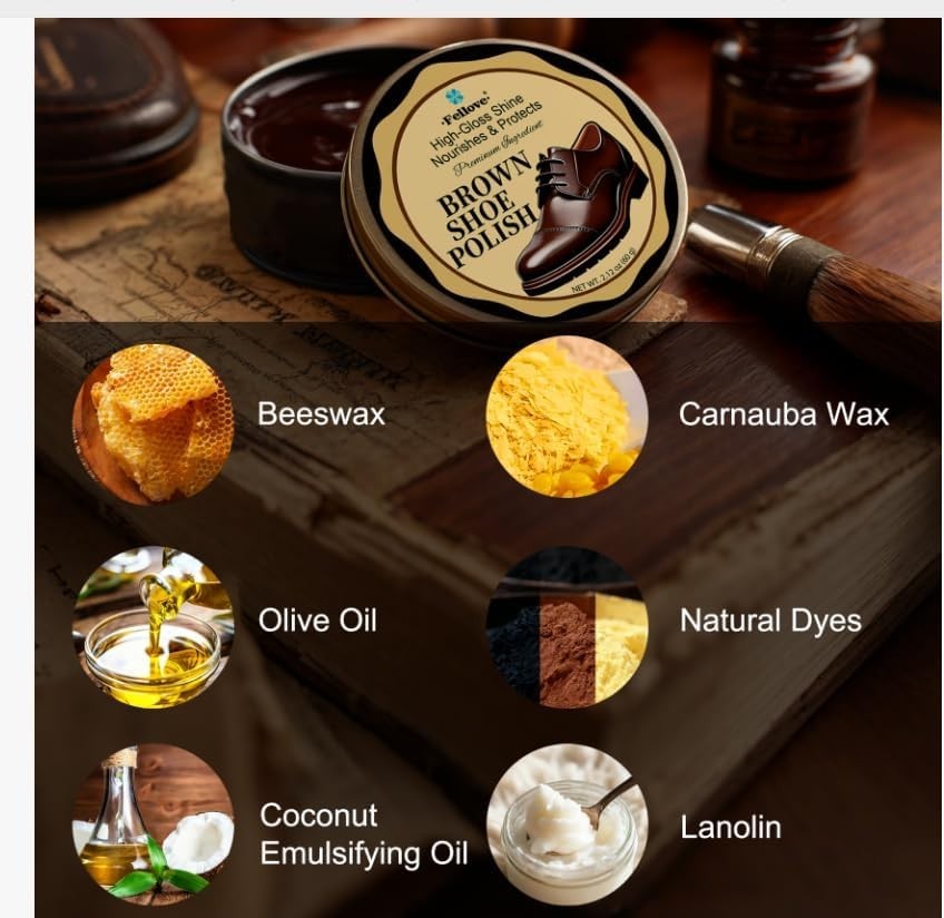 All-in-One Leather Shoe Polish Kit: 3-Step Cleaning Routine with Tools