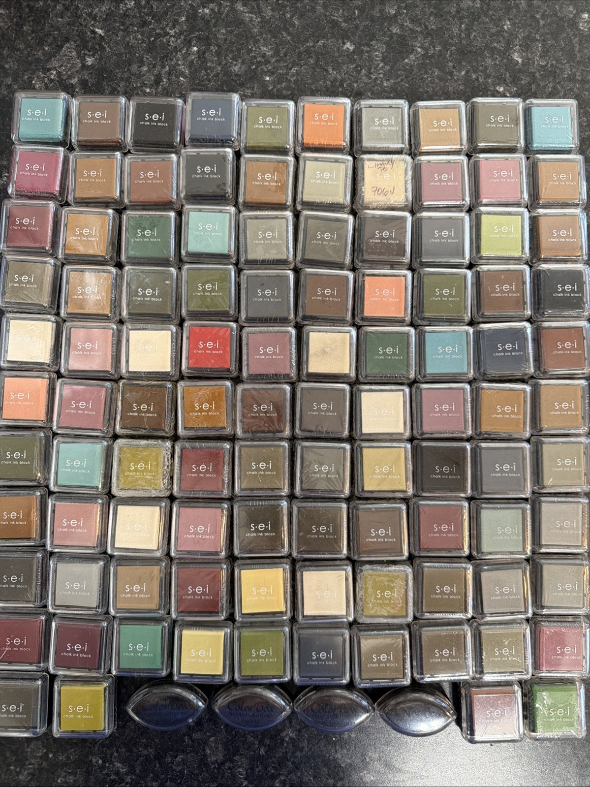 104 S.E.I. Chalk Ink Block Assorted Green Blue Grey NOS Conforms to ASTM D-4236