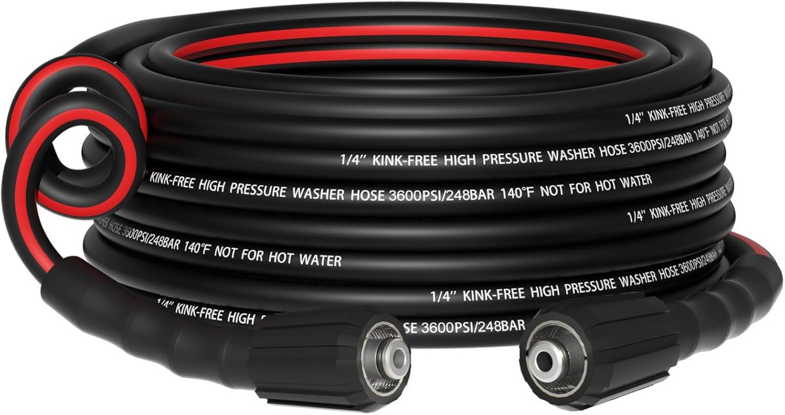 Flexible 1/4" Pressure Washer Hose 25FT,3600PSI Kink Resistant Power Washer R...
